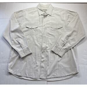 High Sierra Button Up Shirt Large White/Cream Outdoor 100% Cotton Pocket Hiking